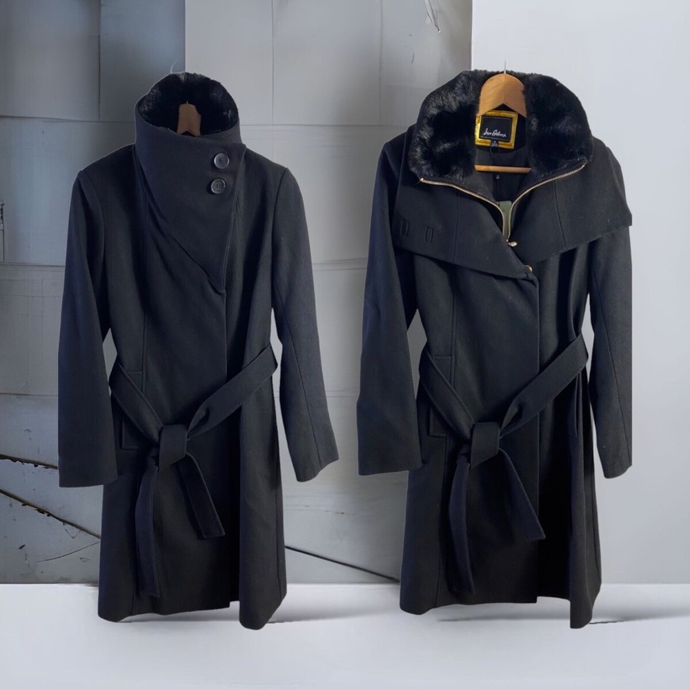 NWT Sam Edelman Black Pea Coat - Wool Blend